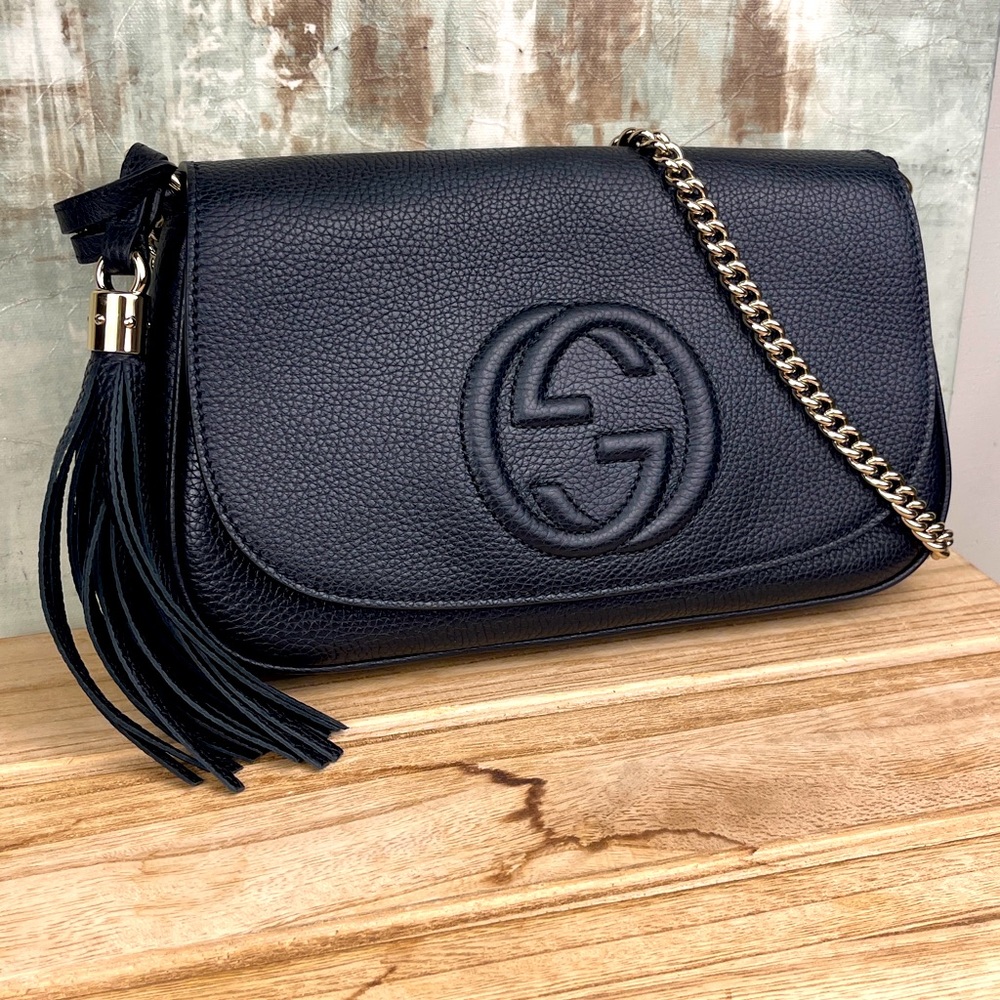 GUCCI SOHO BLACK CALFSKIN CROSSBODY BAG
